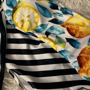 Cupshe Lemon Print One Piece Swimsuit - Yellow, Blue, Black, White